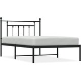 The Living Store Kovinski posteljni okvir z vzglavjem črn 107x203 cm - Posteljni Okvir, (21525825) | Shoptok.si