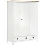 vidaXL Garderobna omara s 3 vrati Hill bela 127x50x170 cm borovina | Shoptok.si