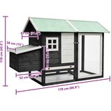  Kavez za kokoši sivi 170x81x110 cm masivna borovina i jelovina | shoptok.hr