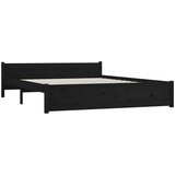  Posteljni okvir črn iz trdnega lesa 140x190 cm, (20645120) | Shoptok.si