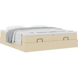 vidaXL Otomanski posteljni okvir z vzmetnicami krem 180x200 cm blago | Shoptok.si