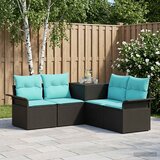  Set sofe 5 kom. Crna i Plava Poli Rattan i čelik | shoptok.hr
