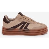 Boto Velvet Women's Sneakers On Platform Beige Corynelle | Shoptok.si