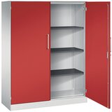 C+P Omara s krilnimi vrati ASISTO, višina 1617 mm, širina 1200 mm, 3 police, svetlo sive/ognjeno rdeče barve | Shoptok.si