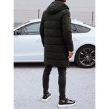 DStreet Kurtka męska zimowa długa z kapturem pikowana zielona | Shoptok.si