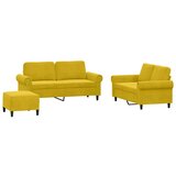  3-dijelni set sofa s jastucima žuti baršunasti | shoptok.hr