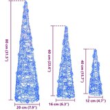 vidaXL Božično drevo med 90 LED 3 pcs Modra 40 cm 60 cm 80 cm Akril | Shoptok.si