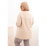 Kesi Włoski Plus Size women's blouse with cotton in a loose fit and a water neckline beige | shoptok.hr