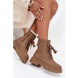 Boto Women's Ankle Boots Workers With Zipper Dark Beige Tirina | shoptok.hr