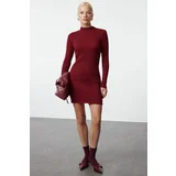 Trendyol Burgundy Mini Knitted Bodycon Dress