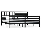 Furnova Posteljni okvir črn iz trdnega lesa 200x200 cm, (21940432) | Shoptok.si