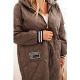 Kesi Włoski Plus Size women's quilted jacket with a hood and sporty cuffs fango | Shoptok.si
