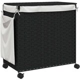 vidaXL Košara za perilo s kolesi črna 60x35x60,5 cm ratan | Shoptok.si