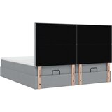 vidaXL Otomanski posteljni okvir z vzmetnicami siv 200x200 cm blago | Shoptok.si