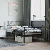 Metalni okvir kreveta uzglavlje i podnožje crni 100x190 cm | shoptok.hr