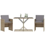 vidaXL 3-dijelni bistro set s jastucima miješane bež boje poliratan | shoptok.hr