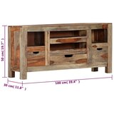  Komoda siva 100 x 30 x 50 cm od masivnog drva akacije | shoptok.hr