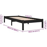  Za krevet od masivne borovine crni 100 x 200 cm | shoptok.hr