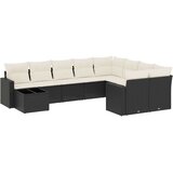 vidaXL 10-dijelni set vrtnih sofa s jastucima crni od poliratana | shoptok.hr