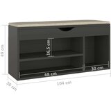  Klupa za cipele s jastukom siva 104 x 30 x 49 cm od iverice | shoptok.hr