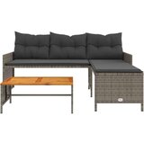  Sofa L-oblika sa stolom i jastucima siva od poliratana | shoptok.hr