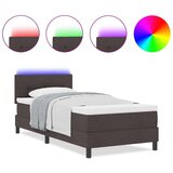vidaXL Box Spring postelja z vzmetnico in LED temno rjava 90x190 cm tkanina, (22067208) | Shoptok.si