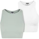UC Ladies Women's Cropped Rib Top - 2 Pack Mint+White