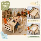 Ginger Home Dječji drveni radni stol s podesivim stolčićem i organizatorom, Montessori stol za crtanje, 77x50x52 cm | shoptok.hr