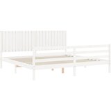  Okvir za krevet s uzglavljem bijeli 200x200 cm od masivnog drva | Eponuda.com