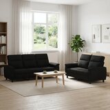  Set sofe 2 pcs Crna Tkanina - Crna 2-sjedalna (140 cm) + 3-sjedalna | shoptok.hr