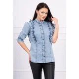 Kesi marka niezdefiniowana Denim blouse with jabot