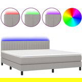  Box spring postelja z vzmetnico LED sv. siva 160x200 cm blago, (20930629) | Shoptok.si