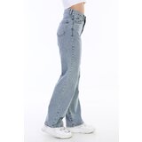 BİKELİFE Women's Light Blue High Waist Wide Legs Loose, loose Palazzo Jeans Cene
