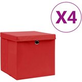 vidaXL Kutije za pohranu s poklopcima 4 kom 28 x 28 x 28 cm crvene | shoptok.hr