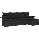  Sjedeća garnitura za vrt 5 kom. Crna poliratan 251 x 117 x 69 cm | shoptok.hr