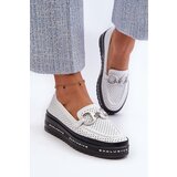 Kesi Women's leather loafers on the platform with S.Barski decoration white | shoptok.hr