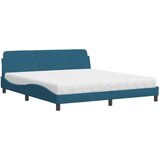 vidaXL Postelja z vzmetnico modra 180x200 cm žamet | Shoptok.si