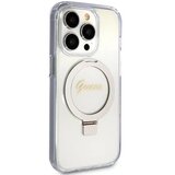  Originalna GUESS Hardcase GUHMP15XHRSGSD torbica za iPhone 15 Pro Max (Magsafe / Glitter Script Logo / stalak za prsten / prozirna) | shoptok.hr