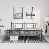  Metalni okvir kreveta uzglavlje i podnožje crni 183x213 cm | shoptok.hr