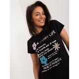Fashion Hunters Black T-shirt with BASIC FEEL GOOD inscription Cene