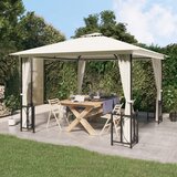 vidaXL Paviljon s stranicami in dvojno streho 3x3 m krem | Shoptok.si