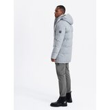 Ombre Warm men's long parka jacket with wool - light grey melange | Eponuda.ba