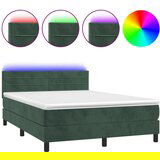 Maison Chic Box spring postelja - Vzmetna postelja z vzmetnico LED tem. zelena 140x200cm žamet SL22037, (21892312) | Shoptok.si