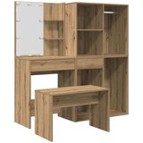  Toaletni stolić s LED-om Artisan hrastovinom izrađenim drvom Smeđa | Shoptok.si
