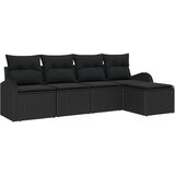 vidaXL 5 Delni Vrtni Kavč Set z Blazinami Črna Poli Ratan, (22091379) | Shoptok.si