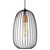  Luster na sajli OVELLA 1xE27/15W/230V, prečnik 25 cm, crna/borovina | Eponuda.com