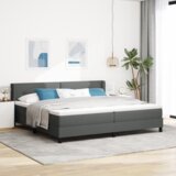 vidaXL Temno siva postelja s box vzmetmi z vzmetnico 200x200 cm iz tkanine, postelja s gumbi v temno sivi barvi 200 cm iz tkanine | Shoptok.si