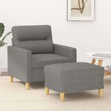  Fotelja s tabureom tamnosiva 60 cm od tkanine - Tamno siva 60 cm | shoptok.hr