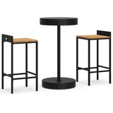vidaXL 3-dijelni vrtni barski set crni od poliratana i drva bagrema | shoptok.hr