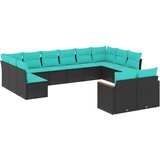  12-dijelni vrtni set s jastucima crni poliratan | shoptok.hr